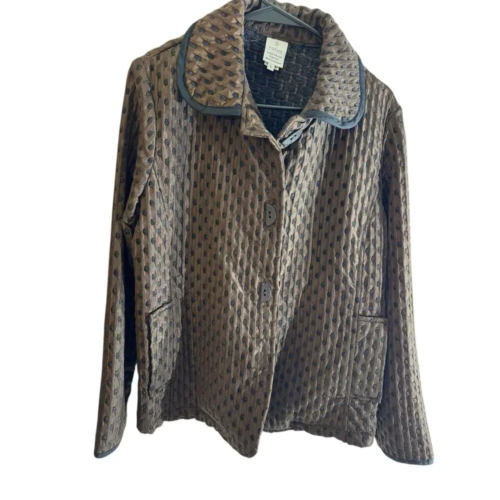 New Abstract Lagenlook Women S Brown Polka Dot Quilted Boho Spring - Picture 8 of 12